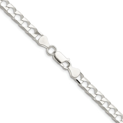 Sterling Silver Rhodium-plated D/C Square Curb Chain, 18 x 5.75mm