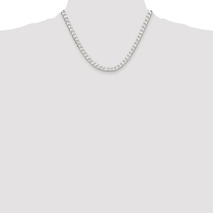Sterling Silver Rhodium-plated D/C Square Curb Chain (Style QFOC200R-18)