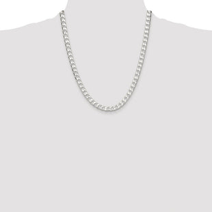Sterling Silver Rhodium-plated D/C Square Curb Chain (Style QFOC200R-22)