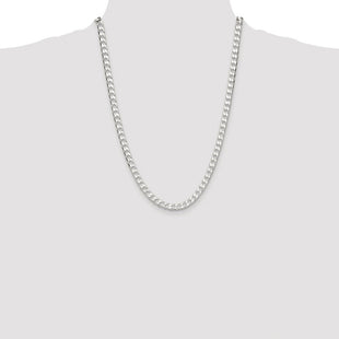 Sterling Silver Rhodium-plated D/C Square Curb Chain (Style QFOC200R-24)