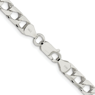Sterling Silver Rhodium-plated D/C Square Curb Chain, 20 x 6.25mm