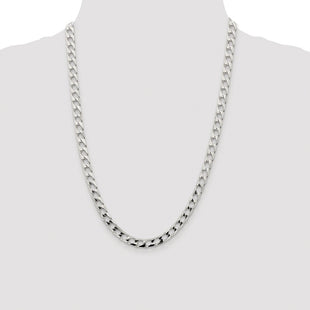 Sterling Silver Rhodium-plated D/C Square Curb Chain (Style QFOC220R-24)