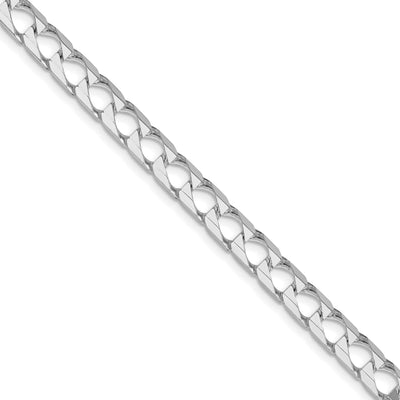 Sterling Silver Rhodium-plated D/C Square Curb Chain, 20 x 6.25mm