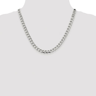 Sterling Silver Rhodium-plated D/C Square Curb Chain (Style QFOC250R-20)