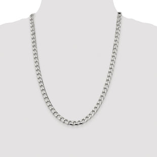 Sterling Silver Rhodium-plated D/C Square Curb Chain (Style QFOC250R-24)