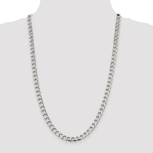 Sterling Silver Rhodium-plated D/C Square Curb Chain (Style QFOC250R-26)