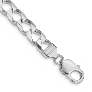 Sterling Silver Rhodium-plated D/C Square Curb Chain (Style QFOC250R-8)