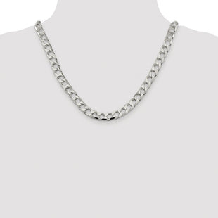 Sterling Silver Rhodium-plated D/C Square Curb Chain (Style QFOC300R-20)