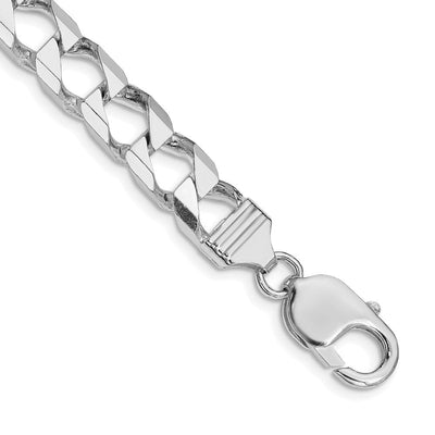 Sterling Silver Rhodium-plated D/C Square Curb Chain, 20 x 8.6mm