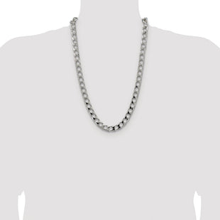 Sterling Silver Rhodium-plated D/C Square Curb Chain (Style QFOC350R-26)