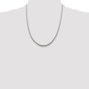 Sterling Silver Rhodium-plated Diamond-cut Round Franco Chain (Style QFR250R-22)