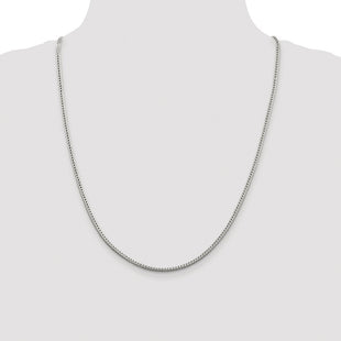 Sterling Silver Rhodium-plated Diamond-cut Round Franco Chain (Style QFR250R-24)