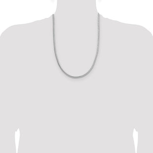 Sterling Silver Rhodium-plated Diamond-cut Round Franco Chain (Style QFR350R-24)
