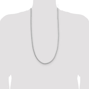 Sterling Silver Rhodium-plated Diamond-cut Round Franco Chain (Style QFR350R-30)
