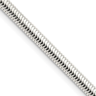 Sterling Silver 6-sided Oval Snake Chain, 18 x 3.5mm
