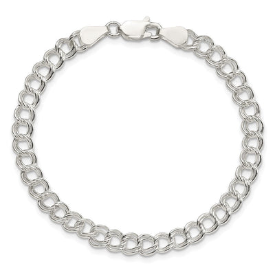 Sterling Silver Solid Double Link Charm Child's Bracelet
