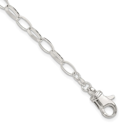 Sterling Silver Solid Polished Fancy Link Anklet, 9 x 5mm