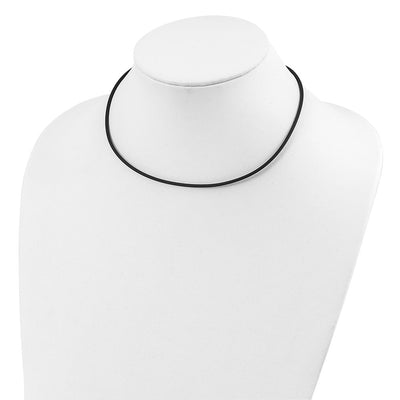 Sterling Silver Black Rubber Cord Necklace, 16 x 2mm