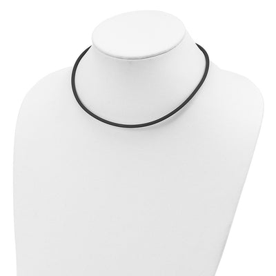 Sterling Silver Black Rubber Cord Necklace, 16 x 3mm