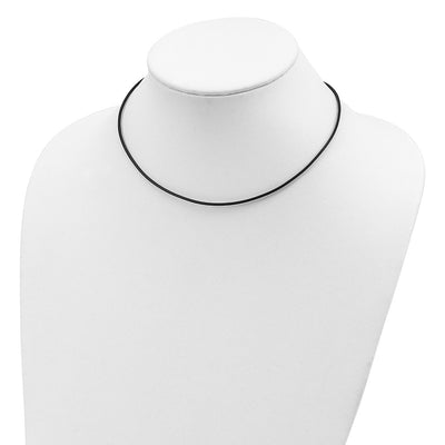 Sterling Silver Black Leather Cord Necklace, 16 x 1.5mm