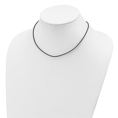 Sterling Silver Brown Leather Cord Necklace, 16 x 1.5mm