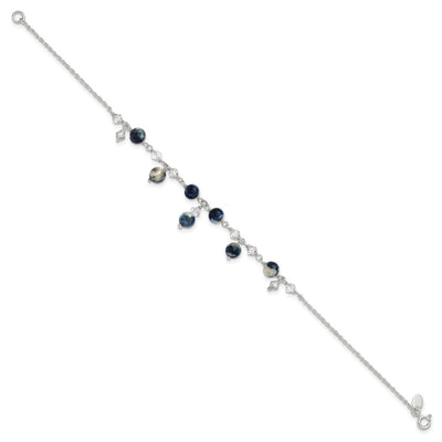 Sterling Silver Shadow Crystal & Lapis Anklet