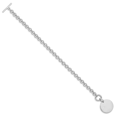 Sterling Silver Rhodium-plated . Diamond Disc Bracelet