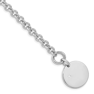Sterling Silver Rhodium-plated . Diamond Disc Bracelet