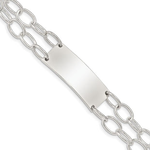 Sterling Silver Double Strand Oval Link ID Bracelet (Style QG1540-7.25)