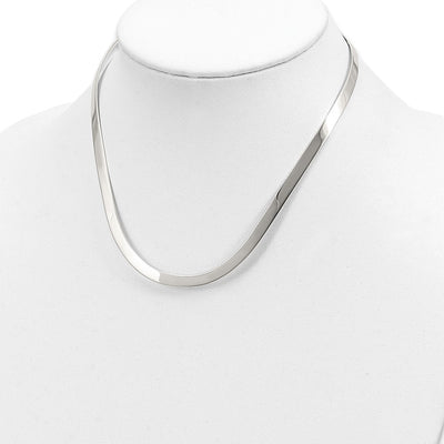 Sterling Silver Polished Neck Collar, 14 in