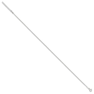 Sterling Silver Rolo 9in Plus 1in ext. Chain Anklet, 10 x 1.5mm