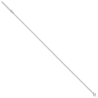 Sterling Silver Rolo 9in Plus 1in ext. Chain Anklet, 10 x 2mm