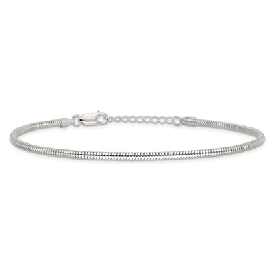 Sterling Silver Snake Chain 10in Plus 1in ext. Anklet