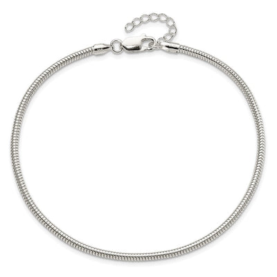 Sterling Silver Snake Chain 10in Plus 1in ext. Anklet