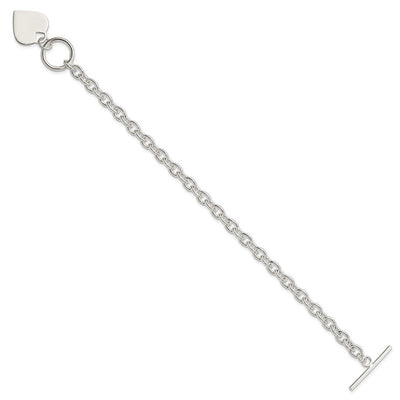 Sterling Silver Engraveable Heart Toggle Bracelet, 8 x 18mm