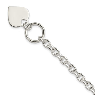 Sterling Silver Engraveable Heart Toggle Bracelet (Style QG2170-8)
