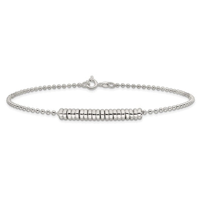 Sterling Silver Polished Fancy Love Ring Anklet