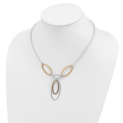 Sterling Silver and Vermeil Polished Drop Necklace and Earring Set