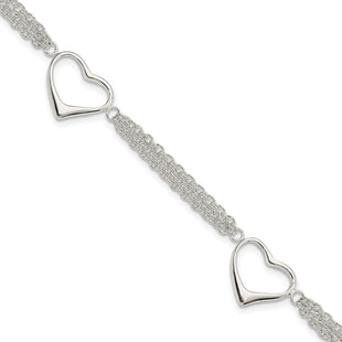 Sterling Silver Heart Bracelet (Style QG3268-7.5)