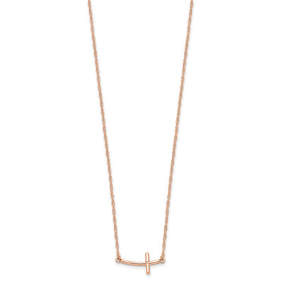 Sterling Silver RG-plated Small Sideways Curved Cross Necklace