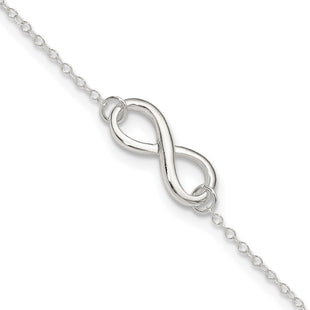 Sterling Silver Polished 10in Plus 1in. Ext. Infinity Symbol Anklet