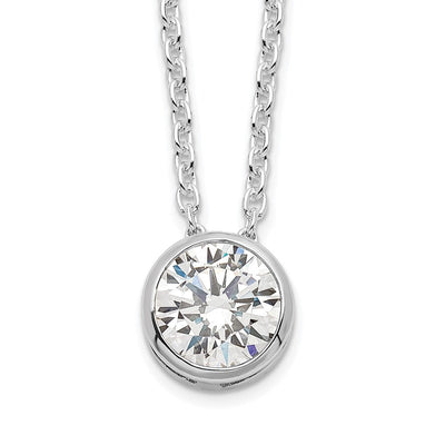 Sterling Silver Rhodium-plated Bezel CZ Necklace