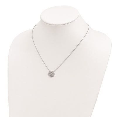 Sterling Silver 18in Rhodium-plated Polished CZ Cross Necklace