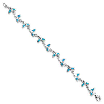 Sterling Silver Rhodium-Plated Whale Tail Bracelet
