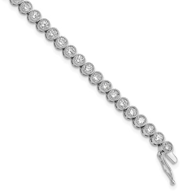 Sterling Shimmer Sterling Silver Rhodium-plated 45 Stone CZ Tennis Bracelet