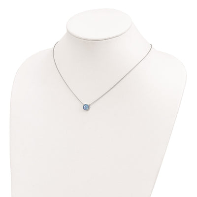 Sterling Silver Rhodium-plated Synthetic Blue Opal 18in Necklace