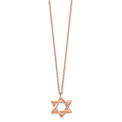 Sterling Silver Rose-tone Star of David Necklace with extension