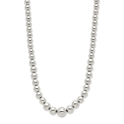 Sterling Silver Polished Beaded Necklace, 18 x 10mm