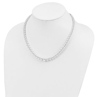 Sterling Silver Polished Beaded Necklace, 18 x 10mm