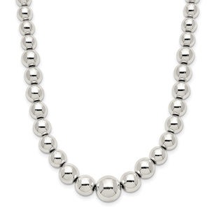 Sterling Silver Polished Beaded Necklace (Style QG5386-18)